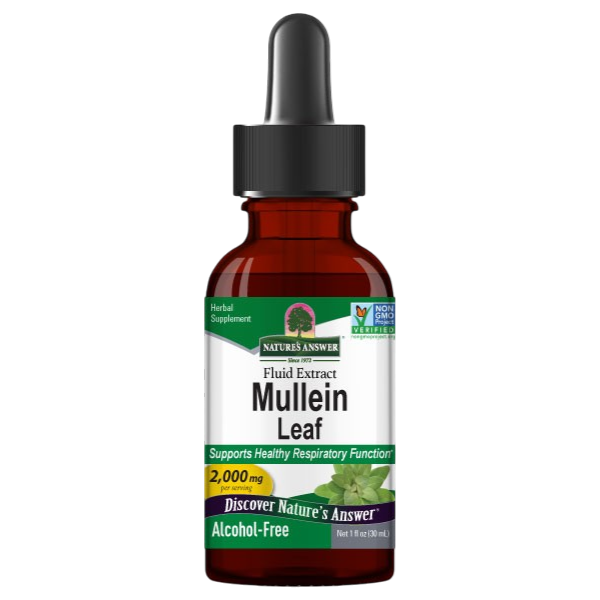 Nature’s Answer Mullein Leaf Extract alcohol-free liquid herbal supplement 30ml front view