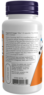 NOW Acetyl L-Carnitine 500mg Veg Capsules