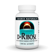 Front image: Source Naturals D-Ribose 1000mg tablets bottle 60 count