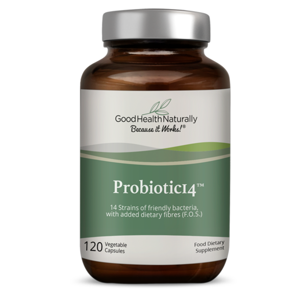 Front image: Good Health Naturally Probiotic 14 capsules live cultures supplement 120 veg caps bottle