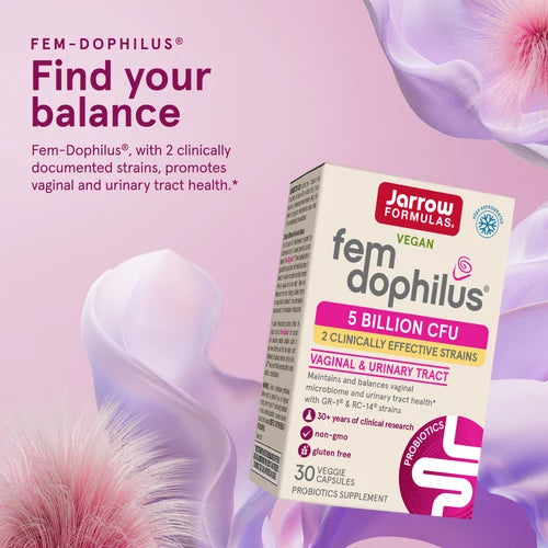 Jarrow Formulas Fem-Dophilus 5 Billion CFU 30 Veggie Capsules Pack of 2