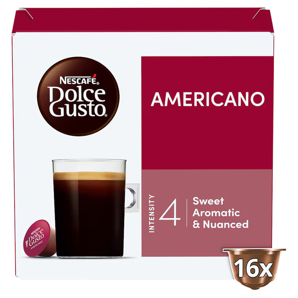 Nescafé Dolce Gusto Americano coffee capsules prepared black coffee cup 16 pods
