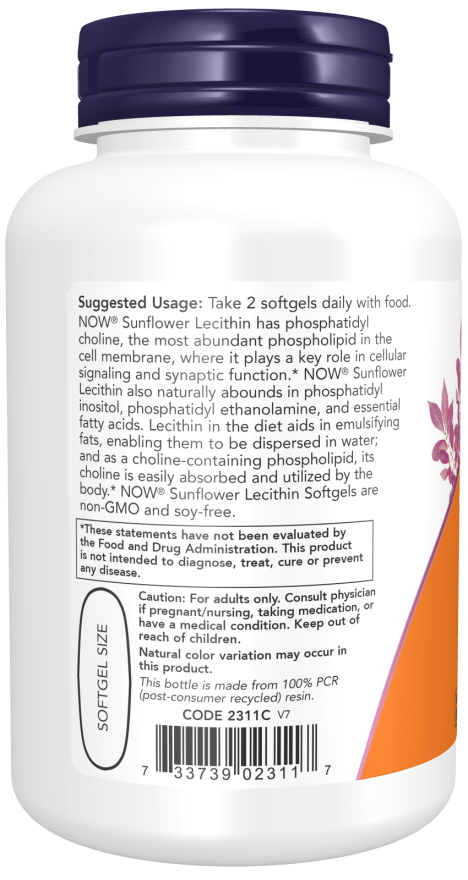 NOW Sunflower Lecithin 1200mg Softgels