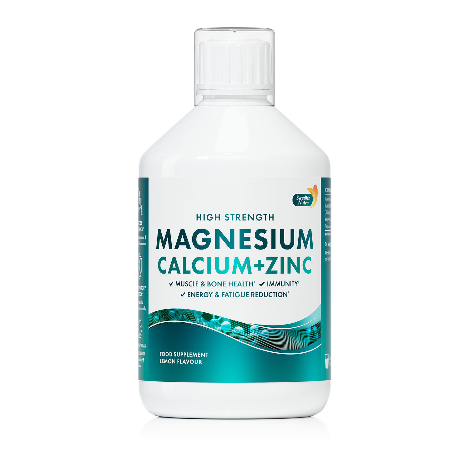 Swedish Nutra High Strength Magnesium Calcium + Zinc Lemon Flavour 500ml