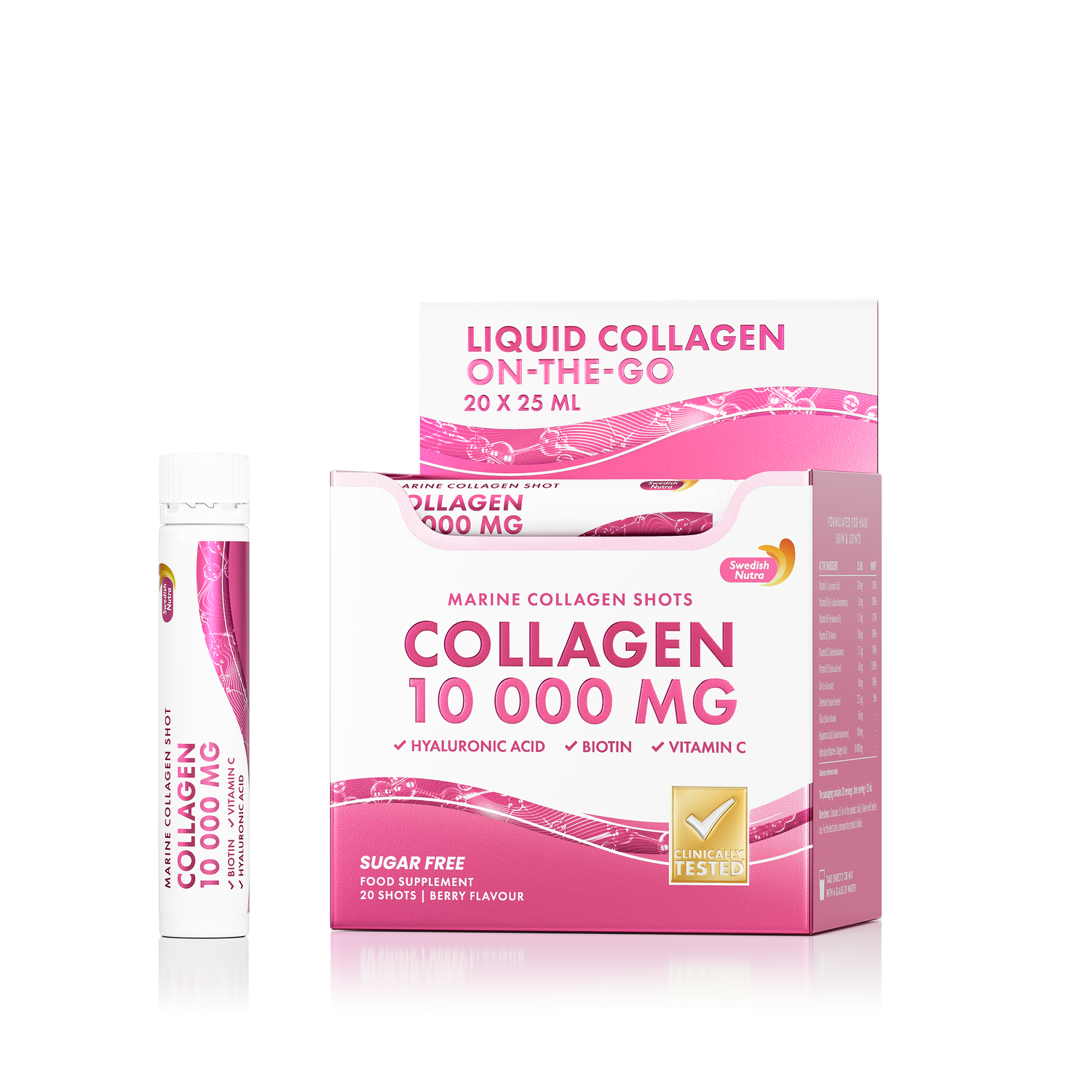 Swedish Nutra Marine Collagen Shots 10000mg Berry 20 x 25ml