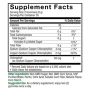 Nature’s Answer Chlorophyll gummies ingredient label 60 count back view