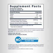 Label showing supplement facts for NeoCell Joint Complex capsules, 120 count.