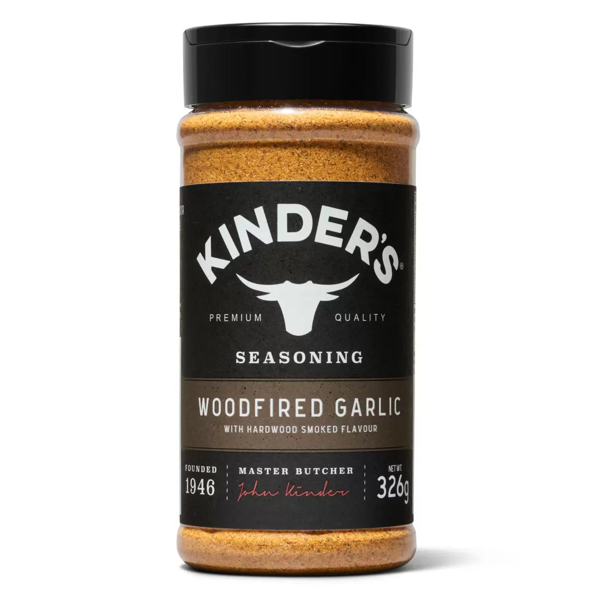 Kinder's Woodfired Garlic Seasoning shaker bottle 326g