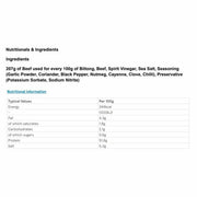 Ember Original Sliced Beef Biltong ingredients label 250g