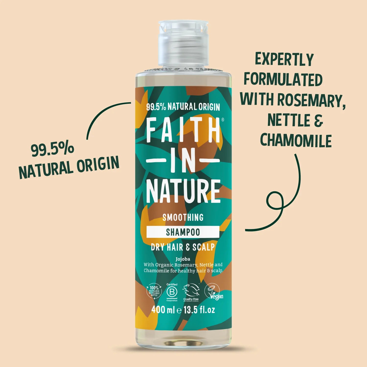Faith In Nature Jojoba Smoothing Shampoo 400ml bottle Supplement facts & product information