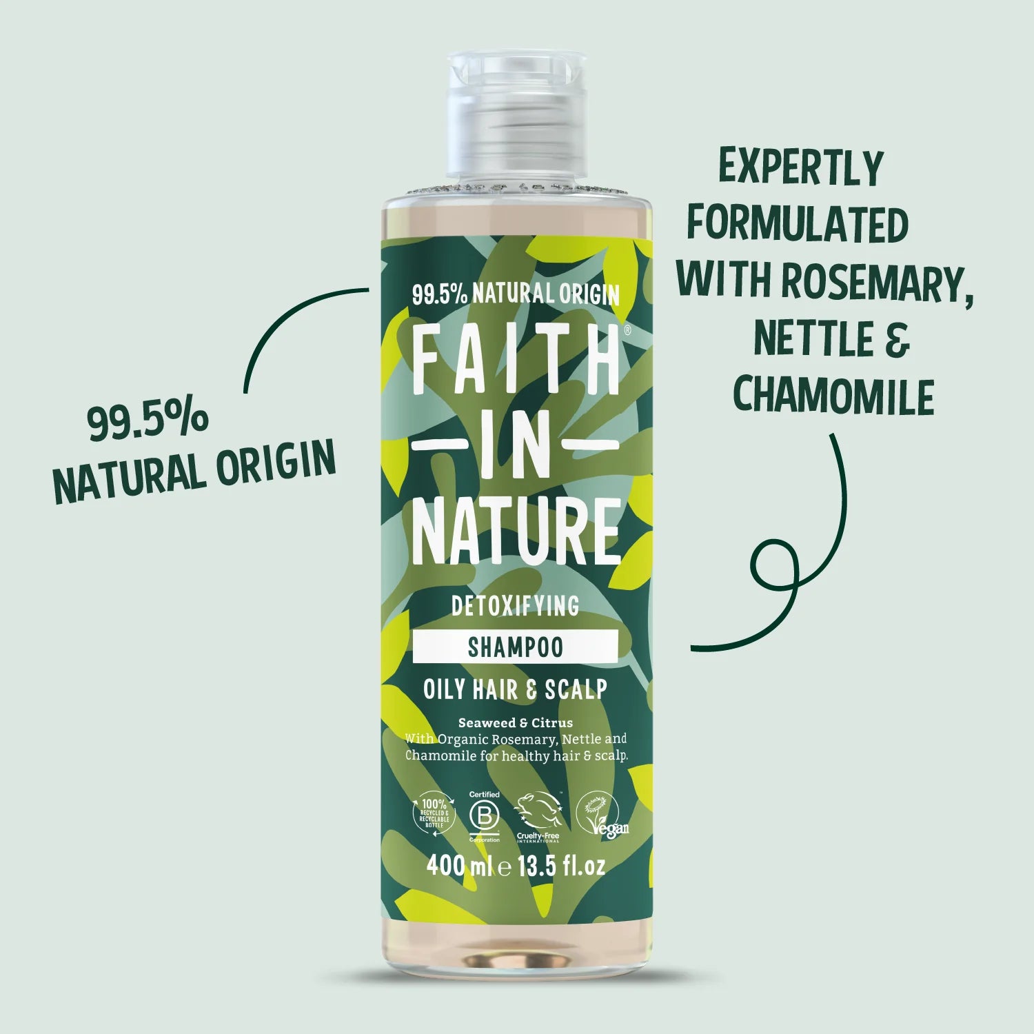 Faith In Nature Seaweed & Citrus Shampoo, bottle packaging, citrus aroma, 400ml, hair care