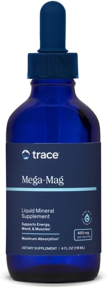 Front Image: Trace Minerals Mega-Mag 400mg liquid magnesium drops bottle 118ml