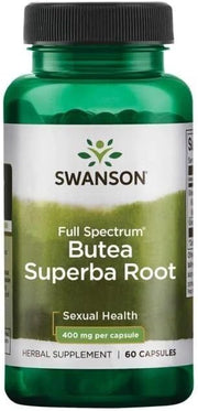 Swanson Full Spectrum Butea Superba Root 400mg 60 Capsules supplement bottle on a white background