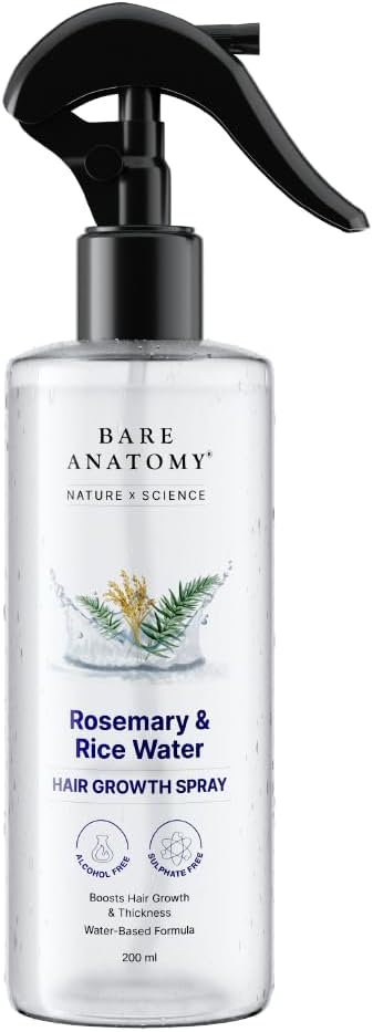 Bare Anatomy Rosemary & Rice Water Hair Spray bottle, 200ml.

