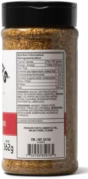 Supplement facts & ingredients image: Kinder's The Steak Blend Seasoning ingredient information & barcode packaging 362g