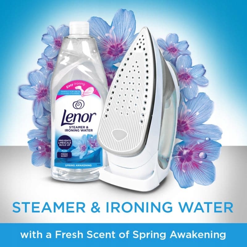 Lenor Spring Awakening Steamer & Ironing Water 1L used while ironing freshly laundered clothes