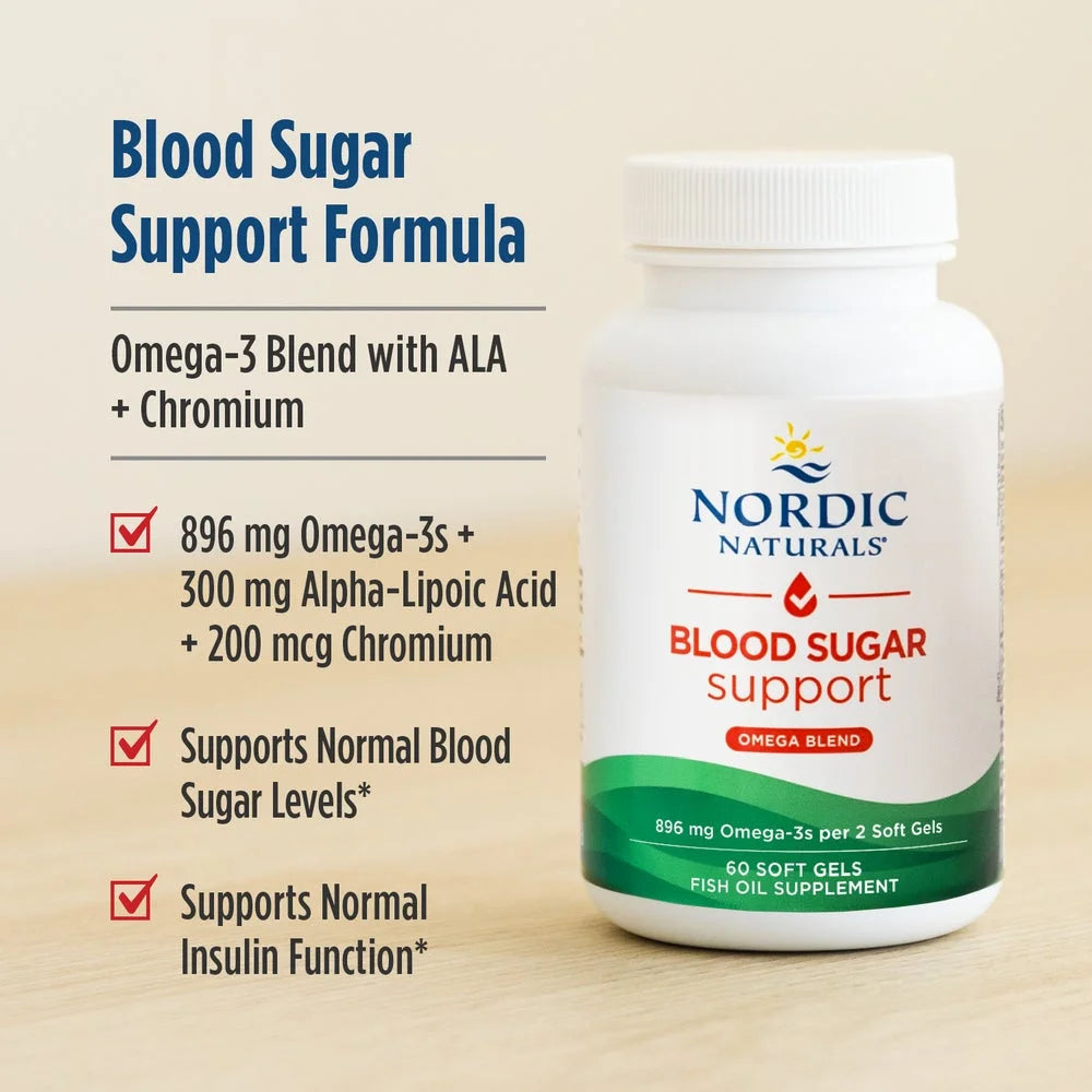 Nordic Naturals Blood Sugar Support Omega Blend 60 Soft Gels Pack of 2