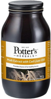 Potter's Herbals malt extract with cod liver oil jar unflavoured 650g