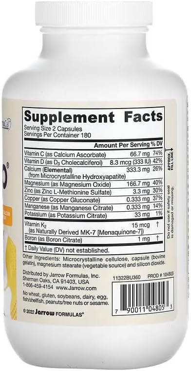Jarrow Formulas BoneUp Calcium 1000mg 360 Capsules & barcode