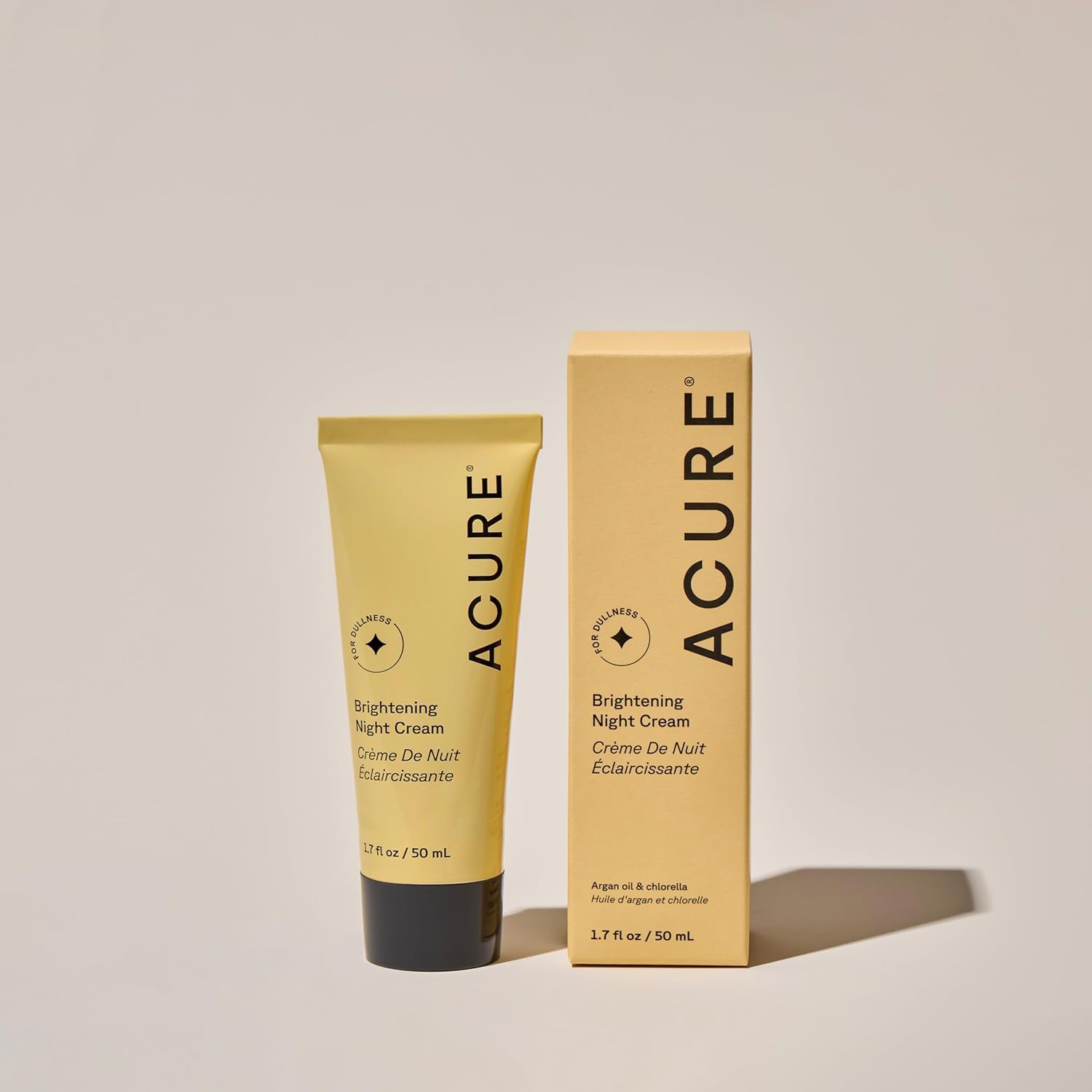 Acure Brightening Night Cream argan oil chlorella vegan face cream tube & box 50ml