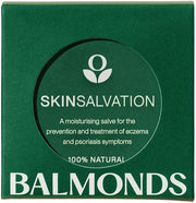Front image: Balmonds Skin Salvation Moisturising Balm 50ml tin natural skincare balm packaging