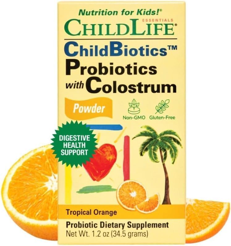 ChildLife Essentials ChildBiotics probiotic powder tropical orange flavour 34.5g box