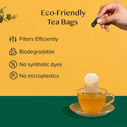 Vahdam India Turmeric Tea Variety Pack, box packaging, herbal tea varieties, 100 tea bags, 180g, prepared herbal tea