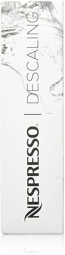 Nespresso Descaling Kit box 100ml sachets on white background.