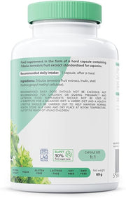 Supplement facts panel showing 90% saponin standardization for Osavi Tribulus.