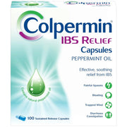 Colpermin IBS Relief peppermint oil sustained release capsules 0.2ml 100 count front packaging