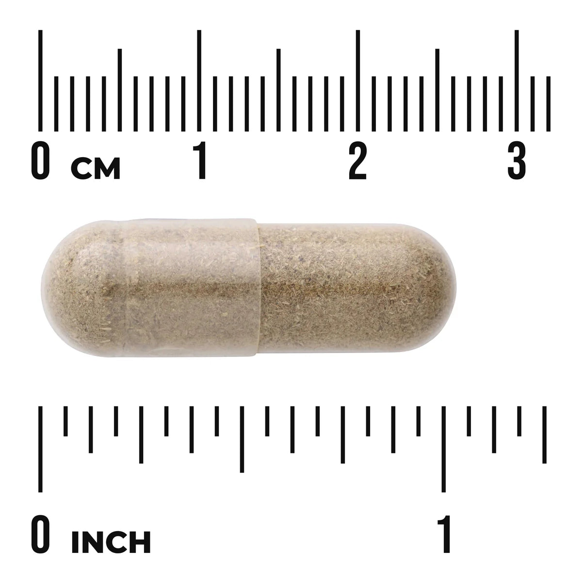Swanson Full Spectrum Black Cohosh Root 540 mg capsule size comparison with measurement scale