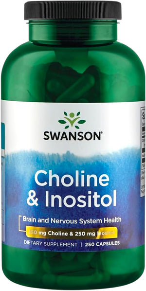 Swanson Choline and Inositol supplement capsule bottle 250 capsules 250mg each
