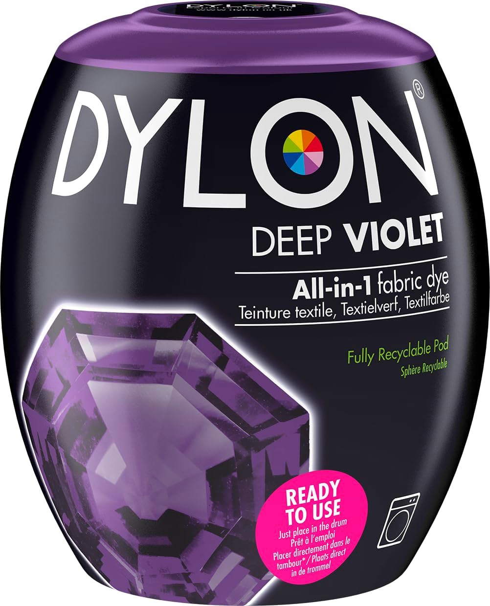 Dylon All-in-1 Washing Machine Fabric Dye Pod Deep Violet 350g packaging