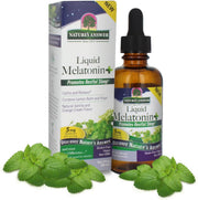 Nature’s Answer Melatonin Plus Lemon Balm & Hops Liquid 60ml bottle front view on a white background