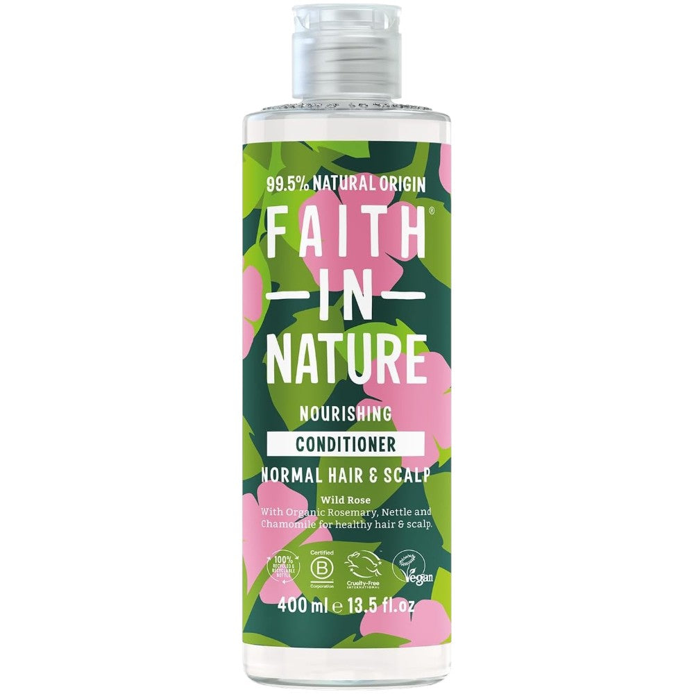 Faith In Nature Wild Rose Nourishing Conditioner, bottle packaging, Wild Rose, 400ml