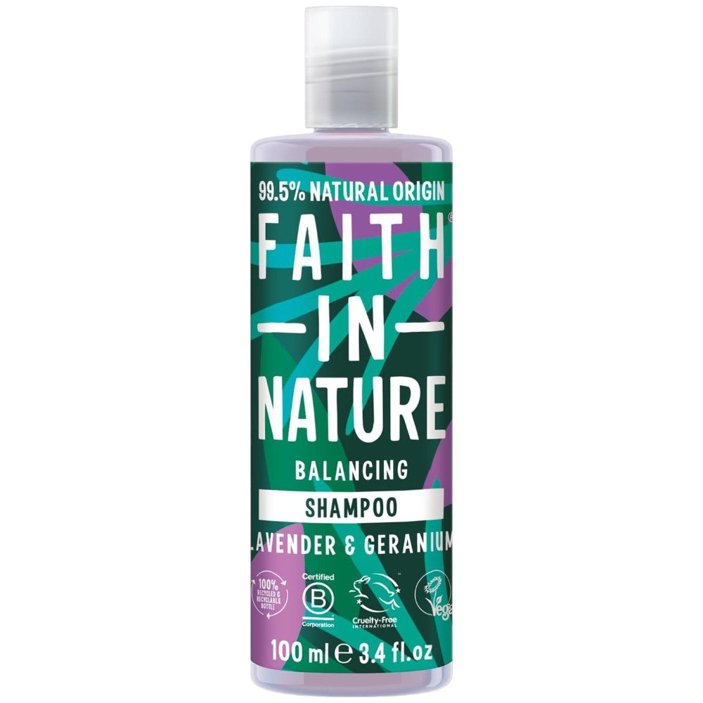 Faith In Nature Lavender and Geranium Balancing Shampoo 100ml bottle