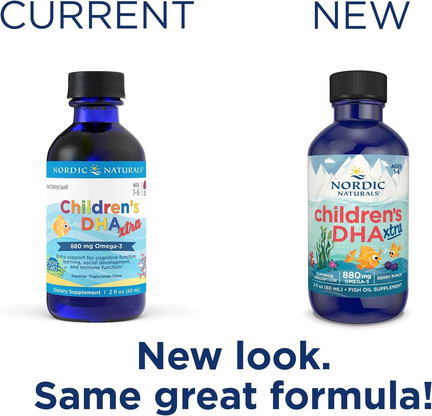 Nordic Naturals Children’s DHA Xtra, Berry Punch - 60ml. Old & new packaging.
