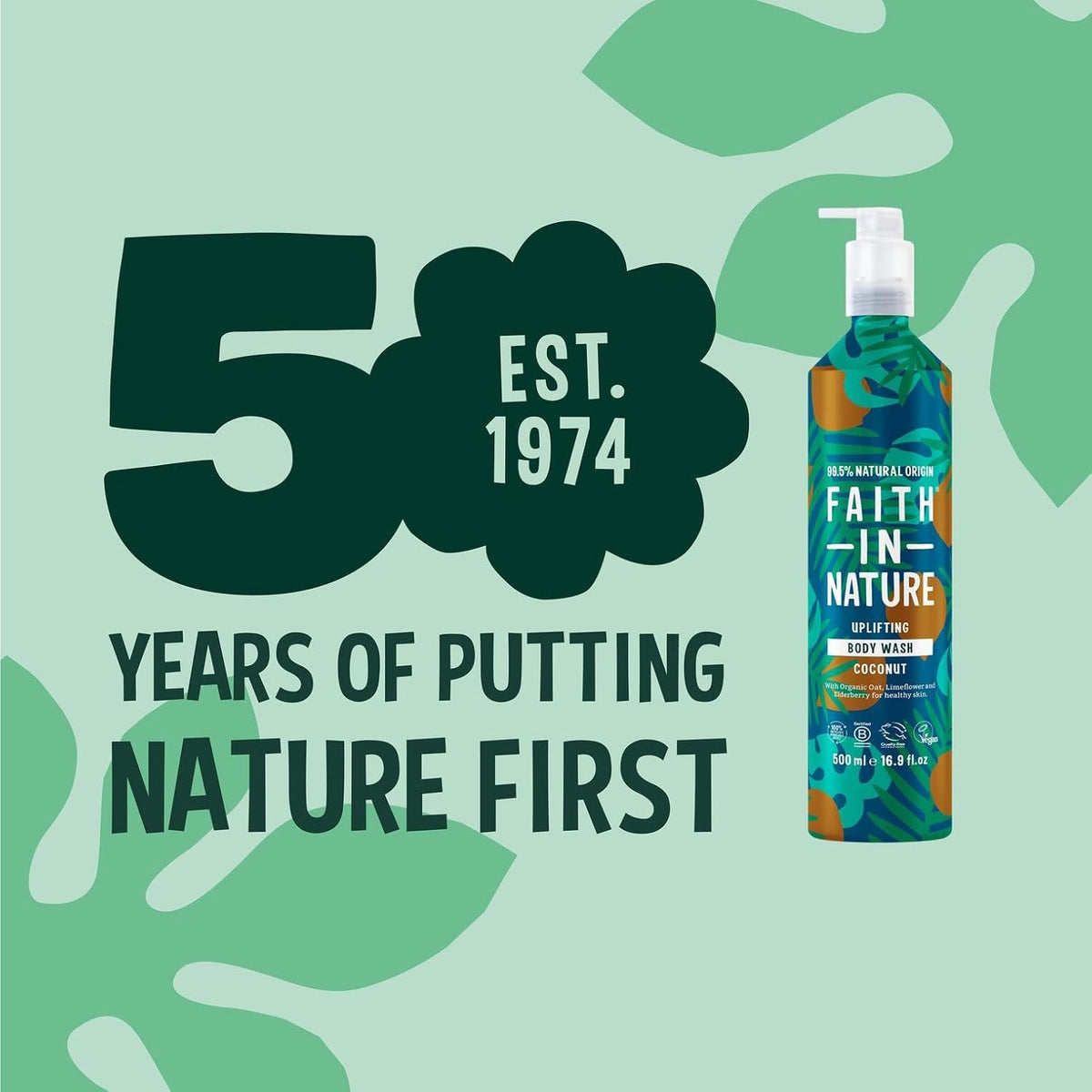 Faith In Nature Uplifting Body Wash Coconut 500ml bottle product information