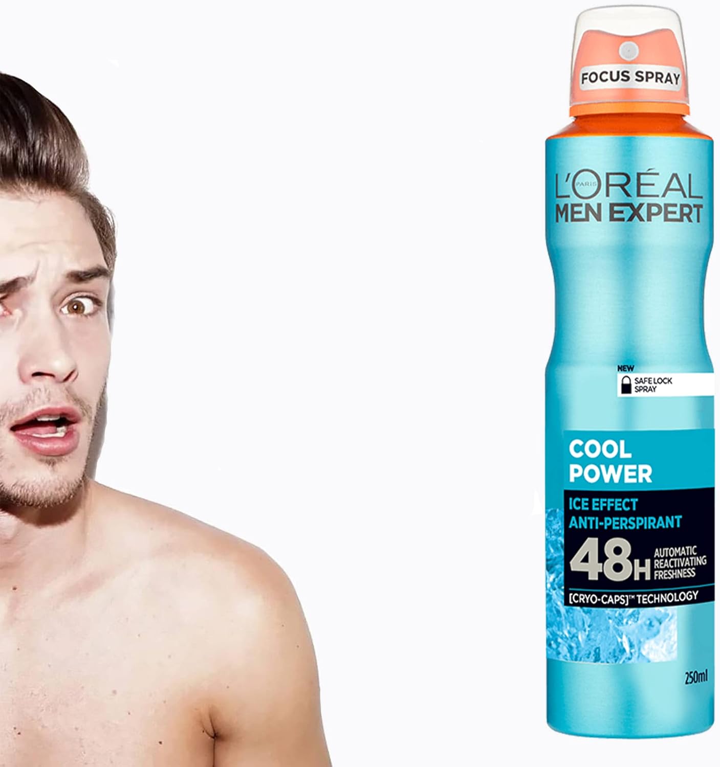 L'Oréal Men Expert Cool Power Anti-Perspirant Spray 250ml used as part of a daily men's grooming routine