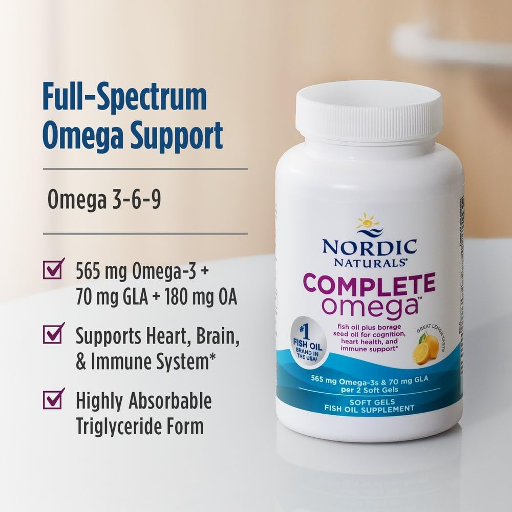 Nordic Naturals Capsules molles Omega complètes - 565 mg Oméga 3 avec GLA Citron