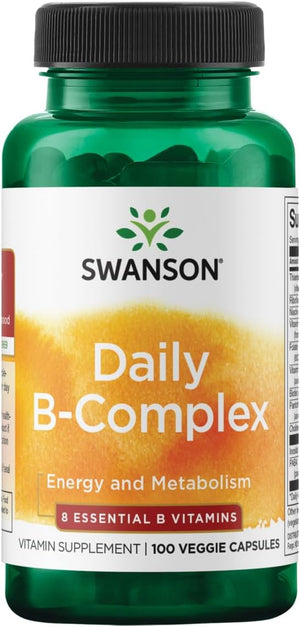 Swanson Daily B-Complex vitamin supplement vegan capsule bottle front label 100 capsules