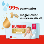 Huggies Extra Care Sensitive Baby Wipes ingredient information soft pack 8 x 48 wipes