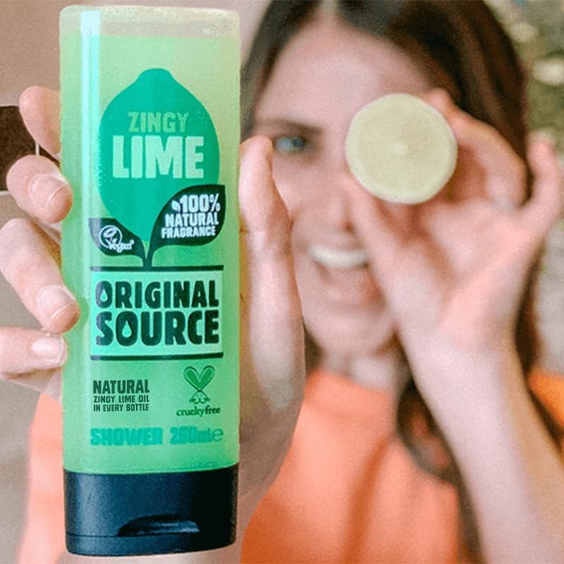 Original Source Zingy Lime Shower Gel 250ml used during a refreshing daily shower routine