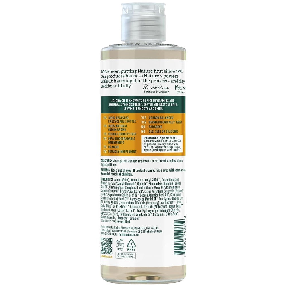 Faith In Nature Jojoba Smoothing Shampoo 400ml bottle Supplement facts & ingredients & barcode
