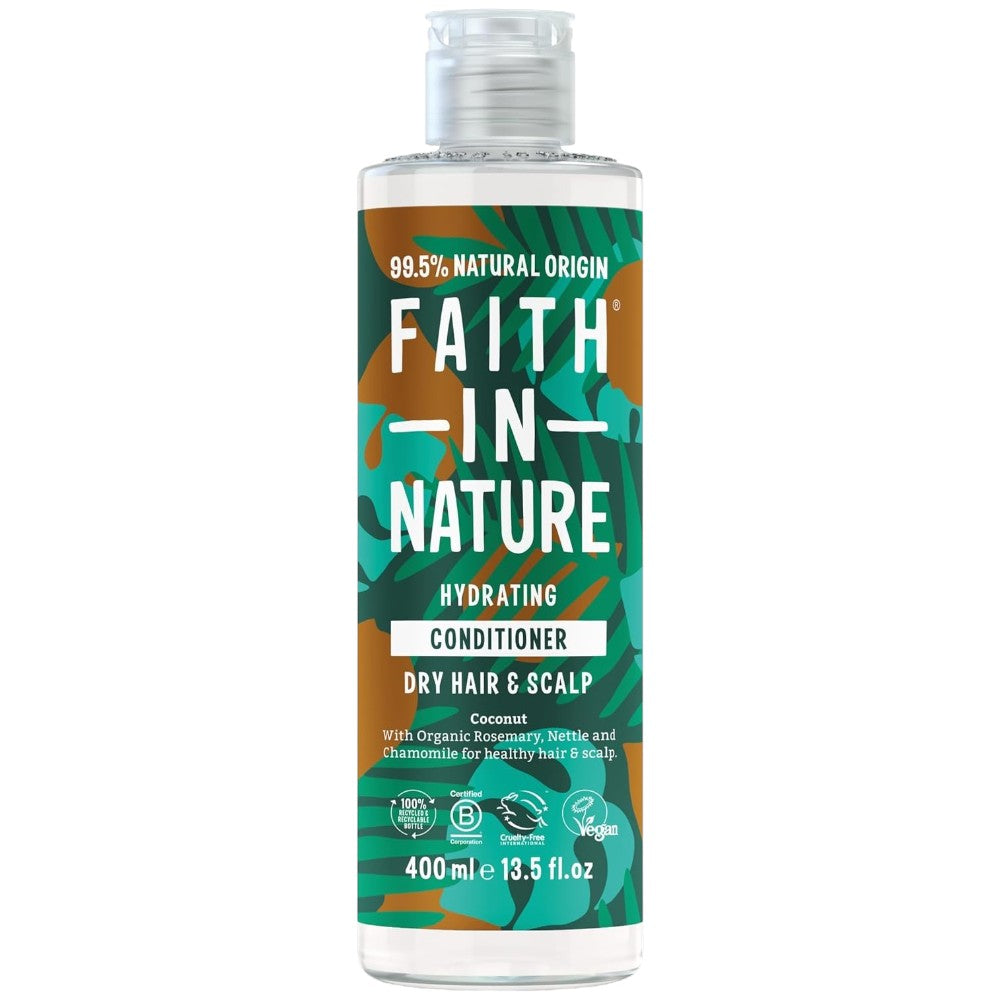 Faith In Nature Coconut Hydrating Conditioner, bottle packaging, coconut, 400ml