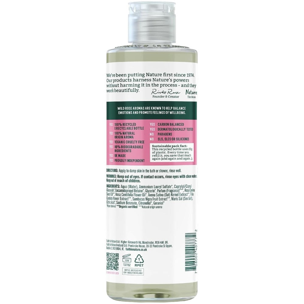 Faith In Nature Balancing Body Wash Wild Rose 400ml bottle ingredients & barcode