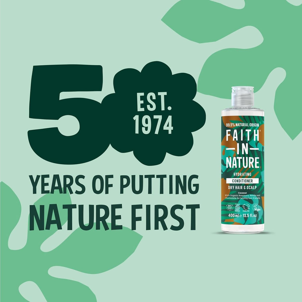 Faith In Nature Coconut Hydrating Conditioner, bottle packaging, coconut, 400ml product information