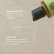 Urtekram Revitalizing Aloe Vera Shampoo bottle, orange scent, 250ml, hair care use