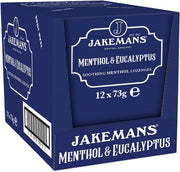 Enjoy Jakemans Menthol & Eucalyptus Lozenges with peppermint and lemon oils. Multipack of 12 x 73g box, suitable for vegetarians.