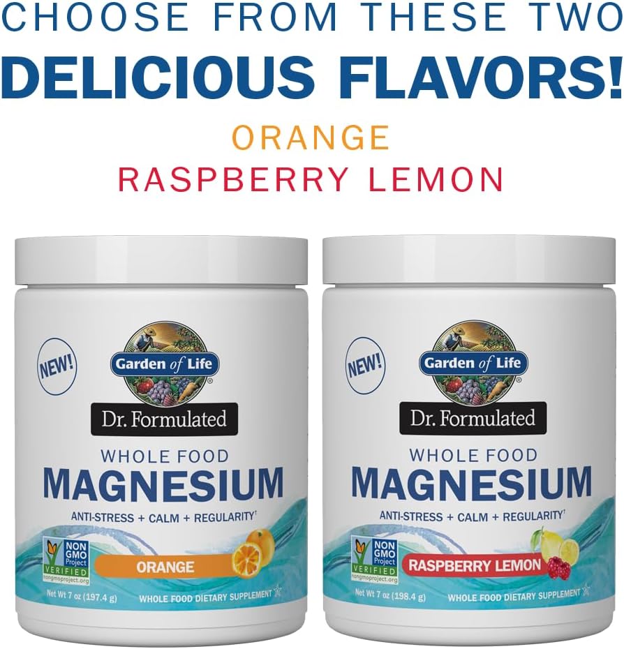 Garden of Life Dr. Formulated Magnesium Powder, Raspberry Lemon & orange variants